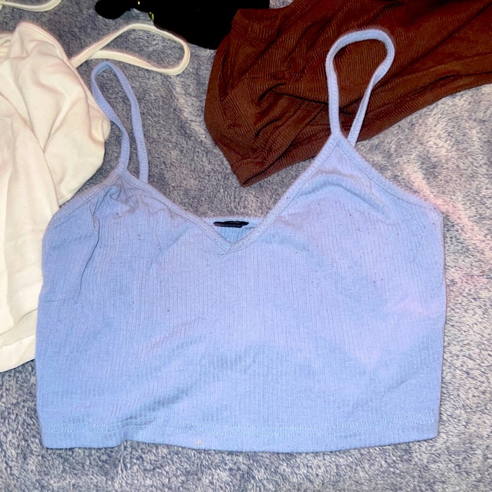 Light blue crop top cami, v neck